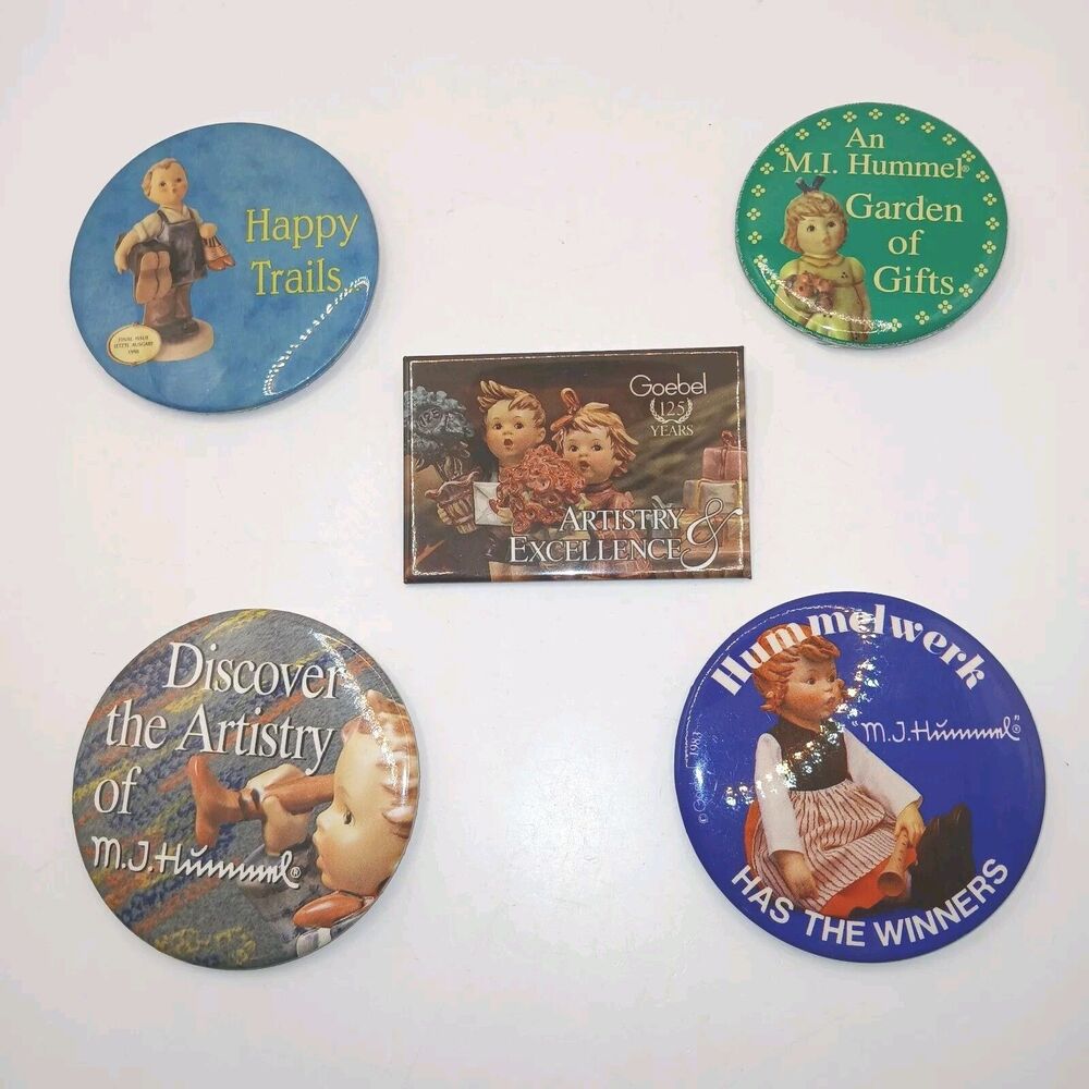 Lot of 5 Vintage Hummel Metal Pins Pinback Hummelwerk Goebel Happy Trails
